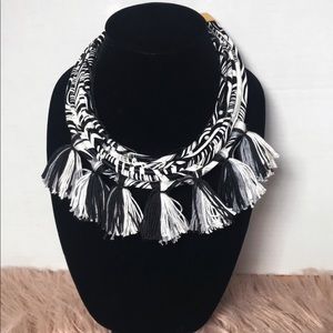 Black & white bohemian statement necklace
